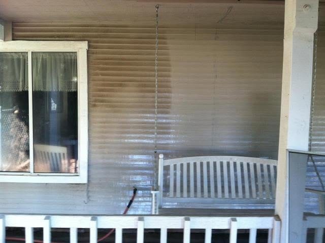 Clean residential patio and exterior windows.