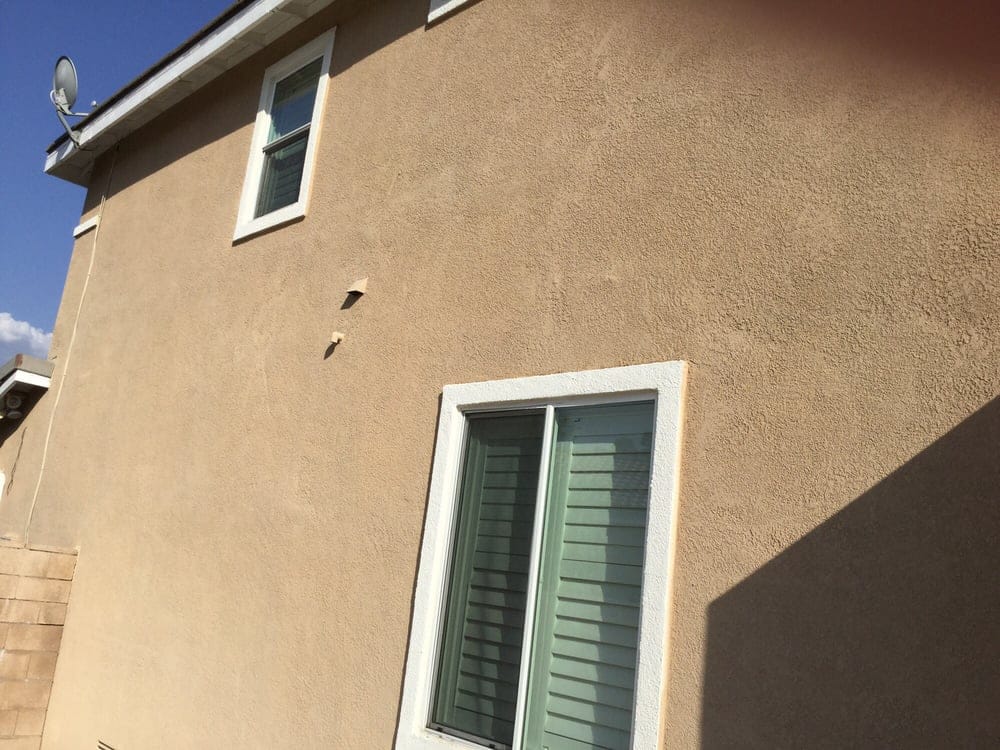 Stucco exterior wall with windows